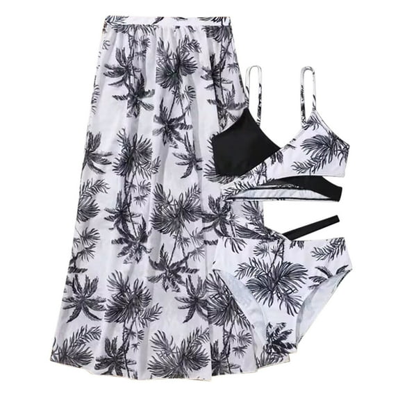 HAYIMI Child Swimwear Girls Floral Print Two Piece Swimsuit Students Three Piece Pant Swimsuit Fashionable Summer Kids Beach Bathing Suit