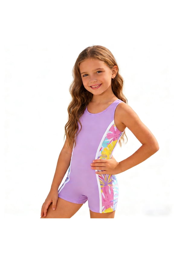 Child Swimwear Stylish Sleeveless One P Piece Girls Swimsuit With Colorful Print For Toddlers And Little Girls Beach Outfit Cozy Summer Kids Bathing Suit