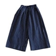 thumbnail image 1 of HAYIMI Children Boys Casual Wide Leg Pants Linen Blend Fine Stripe Loose Fit Comfortable Solid Color Trousers Kids Cozy Slacks, 1 of 3