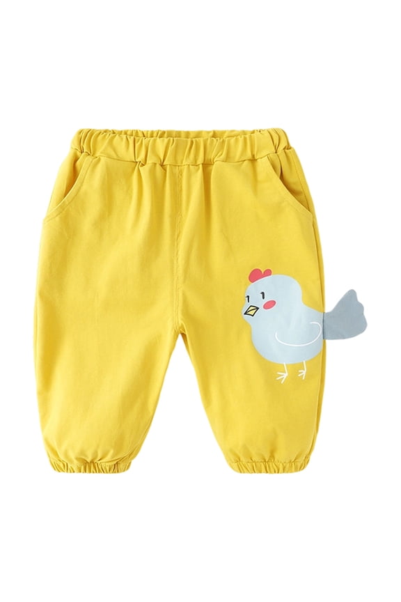 Children Boys Summer Lightweight Loose Fit Casual Pants With Cartoon Chicken Prints For Outdoor Play Relaxed Fit Trousers