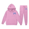 thumbnail image 1 of HAYIMI Children Fall Hoodie Pants Set, Bowknot Print Long Sleeve Hooded Tops With Jogger Trousers Daily Outfit Sets Versatile Clothes Sets, 1 of 4