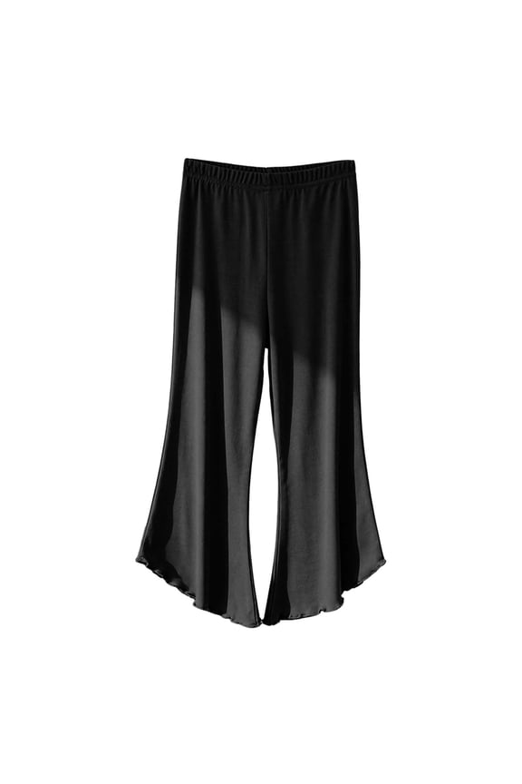 Children Girls Flared Leggings Summer Thin Capri Pants Soft Stretchy Breathable Casual Play Toddler Kids Bottoms Breathable Solid Color Trousers