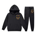 thumbnail image 1 of HAYIMI Children Halloween Hoodie Pants Set, Pumpkin Face Print Long Sleeve Hooded Tops With Jogger Trousers Daily Outfit Sets Relaxed Fit Clothes Sets, 1 of 4