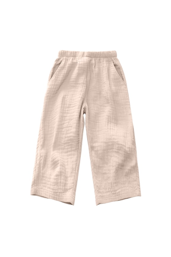 Children Long Pants Kids Girls Boys Baggy Elastic Waist Basic Solid Color Trousers Casual Joggers For Teen Birthday Slacks