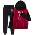 thumbnail image 1 of HAYIMI Children Long Sleeve Outfit Sets Sweatshirt Tops Hoodie Trousers Pants Sets Casual Color Matching Bow Pantsuit Cartoon Lightweight Summer Clothes Sets for Child, 1 of 4
