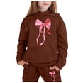 thumbnail image 1 of HAYIMI Children Long Sleeve Outfit Sets Sweatshirt Tops Hoodie Trousers Pants Sets Casual Hooded Printed Trouser Suit With Bowknot Summer Lightweight Clothes Sets Versatile for Play, 1 of 3