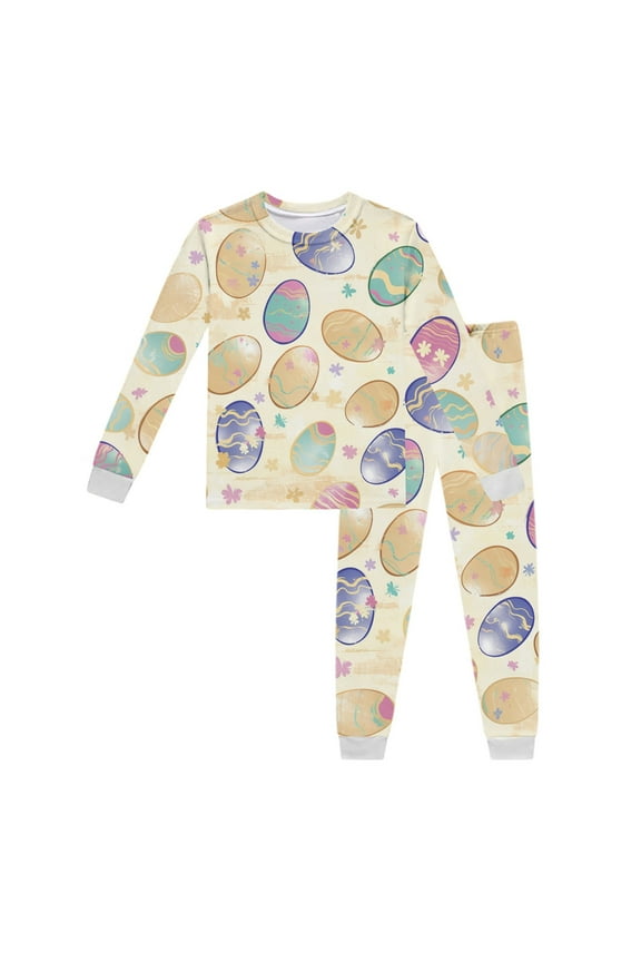 Children Outfit Sets Long Sleeve Easter Printed Clothing Sets With Tops And Pants Loungewear Party Clothes Sets for Kids Celebrations