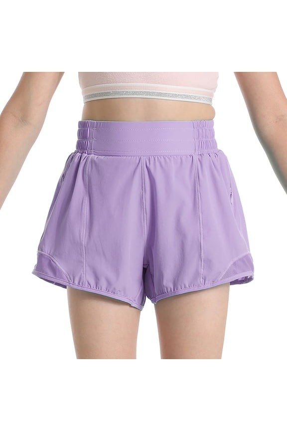Children Sports Shorts For Girls With Loose Fit For Summer Running And Fitness Sheer Net Yoga Pants Breathable Solid Color Bottoms