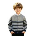 thumbnail image 1 of HAYIMI Classic Knit Cardigan For Boys Striped Lightweight Sweater Breathable Everyday Wear For Kids Long Sleeve O-Neck Tops, 1 of 9