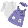 thumbnail image 1 of HAYIMI Girls Autumn Winter Ribbed Batwing Sleeve Tops Suspender Jumpsuit Skirt With Hair Bow Toddler Baby Outfit Sets Cozy Clothes Sets, 1 of 6