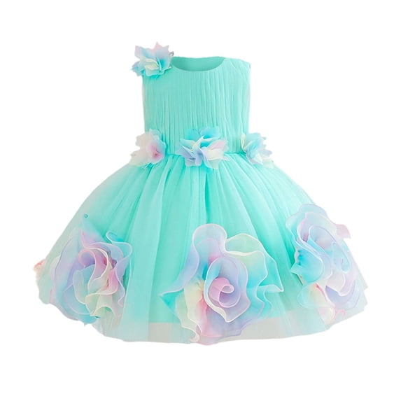 HAYIMI Girls Outfit Sets Elegant Girls Floral Trock A-Line Dress Layered Style Party Dress For Weddings And Ceremonies O-Neck Birthday Kids Clothes Sets