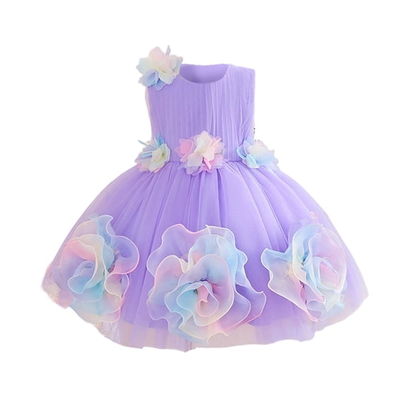 HAYIMI Girls Outfit Sets Elegant Girls Floral Trock A-Line Dress Layered Style Party Dress For Weddings And Ceremonies O-Neck Versatile Kids Clothes Sets
