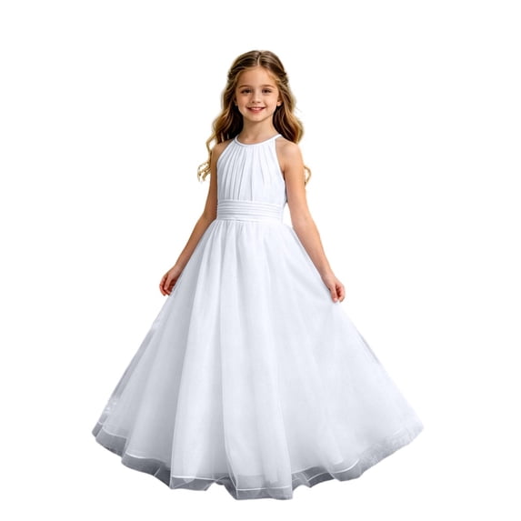 HAYIMI Girls Summer Sleeveless Chiffon Dress For Girls Elegant Party Gown Lightweight Comfort Breathable Formal Dress Stylish Dresses