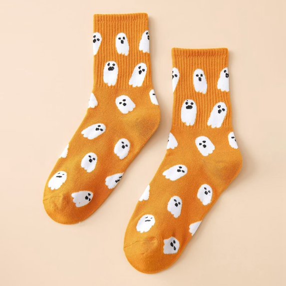 HAYIMI Halloween Crew Socks Cute Cartoon Novelty Design Casual Comfortable Ankle Socks For Daily Wear