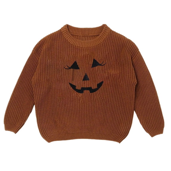 HAYIMI Halloween Knit Sweater For Girls Pumpkin Design Kids Tops Soft Comfort Baby Toddler Long Sleeve O-Neck Dailywear