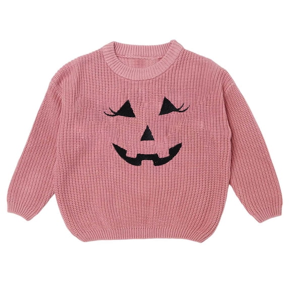 HAYIMI Halloween Knit Sweater For Girls Pumpkin Design Kids Tops Soft Comfort Baby Toddler Long Sleeve O-Neck Dailywear