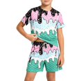 thumbnail image 1 of HAYIMI Ice Cream Print Boys Outfit Sets O-Neck Short Sleeve T-Shirts With Shorts Two Piece Summer Outfit Sets For Kids Cozy Clothes Sets, 1 of 4