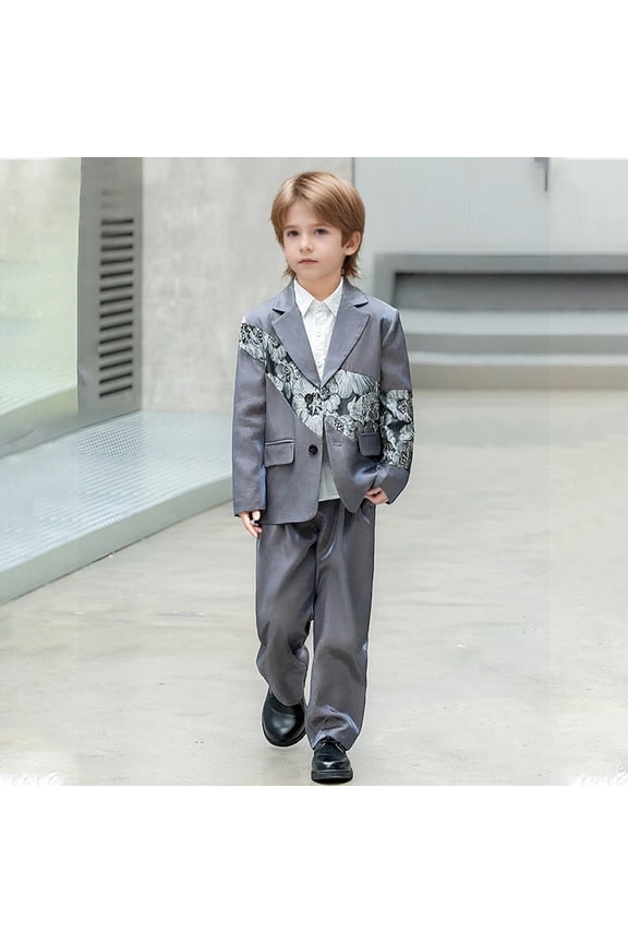 Kids Boys Suit Outfit Sets Floral Children Casual Suit Boys Fashion Long Sleeve Blazers Pants O-Neck Clothes Sets