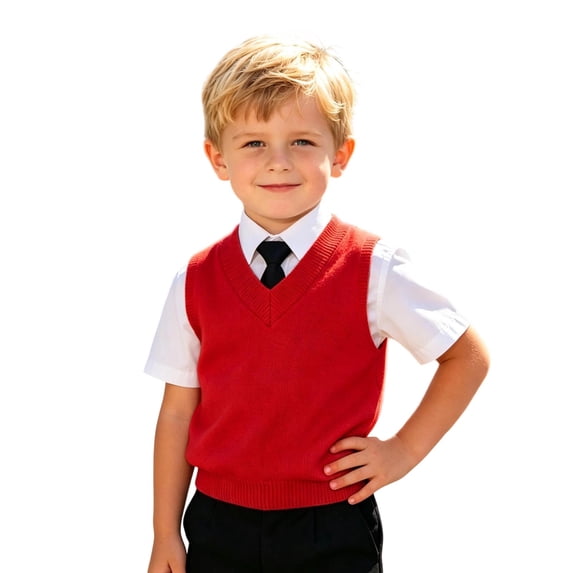 HAYIMI Kids Boys V Neck Vest Sweater Sleeveless Warm Knitted Pullover Knitwear Tops