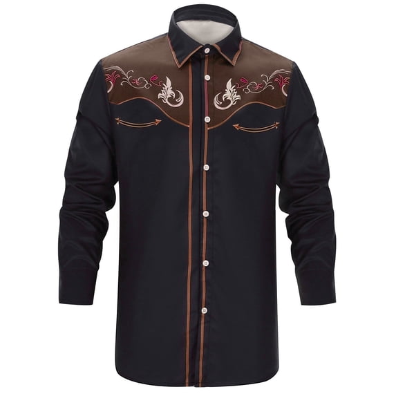 HAYIMI Kids Boys Western Cowboy Print Shirt Long Sleeve Button Down Casual Tops For Children And Youth Boho Streetwear