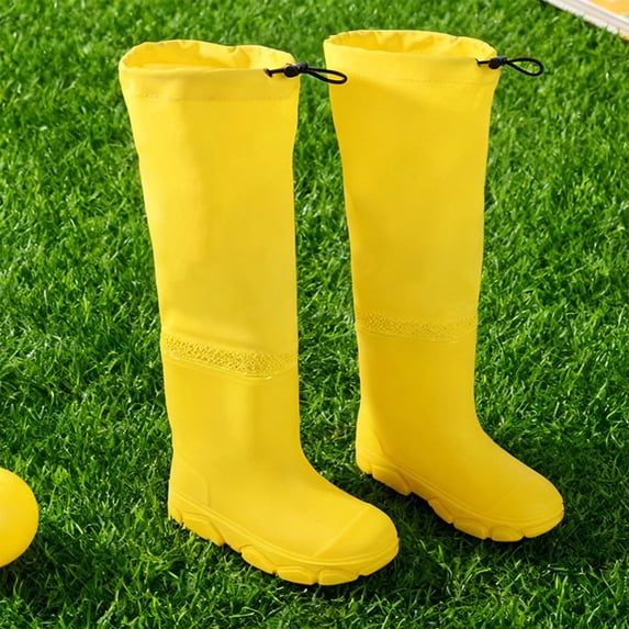 HAYIMI Kids Cartoon Rainboots Waterproof Boys High Top Outdoor Rain Boots Knee High Rubber Rain Boots For School Playground Round Toe Trendy Shoes