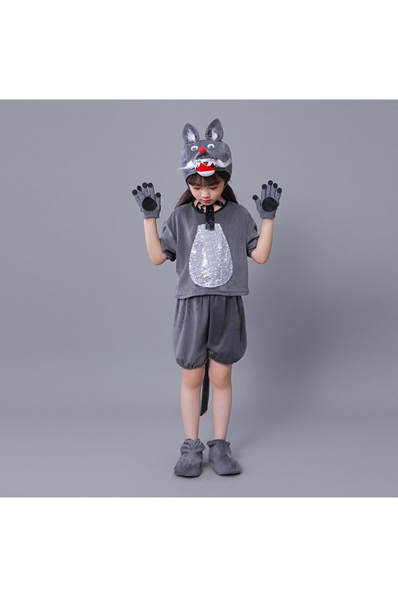 Kids Girls Performance Outfit Sets O-Neck Stage For Dance Recital Party Spring Summer Elastic Waist Tops Pants Hat Gloves Shoes Fashionable Child Cartoon Clothes Sets