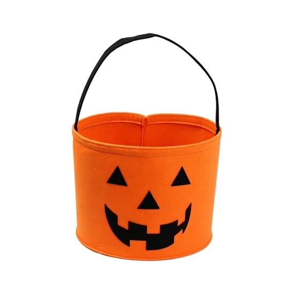 HAYIMI Kids Halloween Candy Bag Lightweight Pumpkin Pattern With Top Handle Reusable Bucket Children Party Storage Handbag