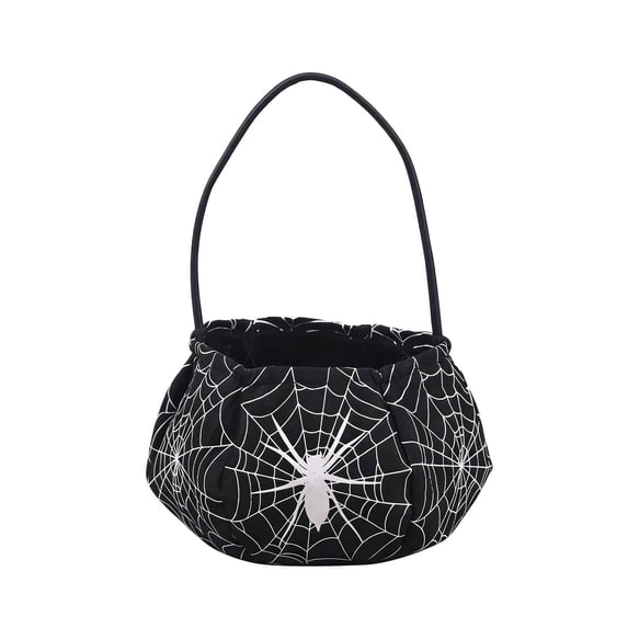 HAYIMI Kids Halloween Candy Bag Lightweight Spider Web Pattern With Top Handle Reusable Bucket Children Party Storage Handbag