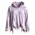 thumbnail image 1 of HAYIMI Kids Halloween Distressed Hoodie Ripped Hem Oversized Hooded Sweatshirt Children Long Sleeve Tops Stylish Pullover, 1 of 4