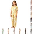 thumbnail image 1 of HAYIMI Kids Halloween Girls Spring Autumn Button Short Sleeve Lapel Blouse Tops Long Pants Pajama Set Casual Homewear, 3-4 Years, 1 of 4