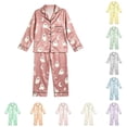 thumbnail image 1 of HAYIMI Kids Halloween Girls Spring Autumn Pajama Set Casual Home Wear Long Sleeve Lapel Button Shirts Blouse Tops With Pants Homewear, 15-16 Years, 1 of 4