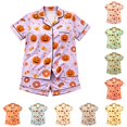 thumbnail image 1 of HAYIMI Kids Halloween Short Sleeve Button Lapel Blouse Tops And Shorts Girls Spring Autumn Pajama Set Casual Homewear, 5-6 Years, 1 of 4