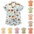 thumbnail image 1 of HAYIMI Kids Halloween Short Sleeve Button Lapel Blouse Tops And Shorts Girls Spring Autumn Pajama Set Casual Homewear, 7-8 Years, 1 of 4