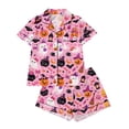 thumbnail image 1 of HAYIMI Kids Halloween Theme Print Short Sleeve Button Lapel Blouse Tops And Shorts For Home Loungewear Comfortable Blend Pajama Sets, 9-10 Years, 1 of 4