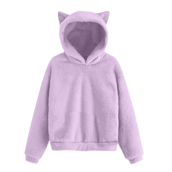 HAYIMI Kids Hoodie Girls Cat Ears Fuzzy Warm Pullover Sweatshirt Fashion Casual Loose With Pockets Classic Long Sleeve Tops