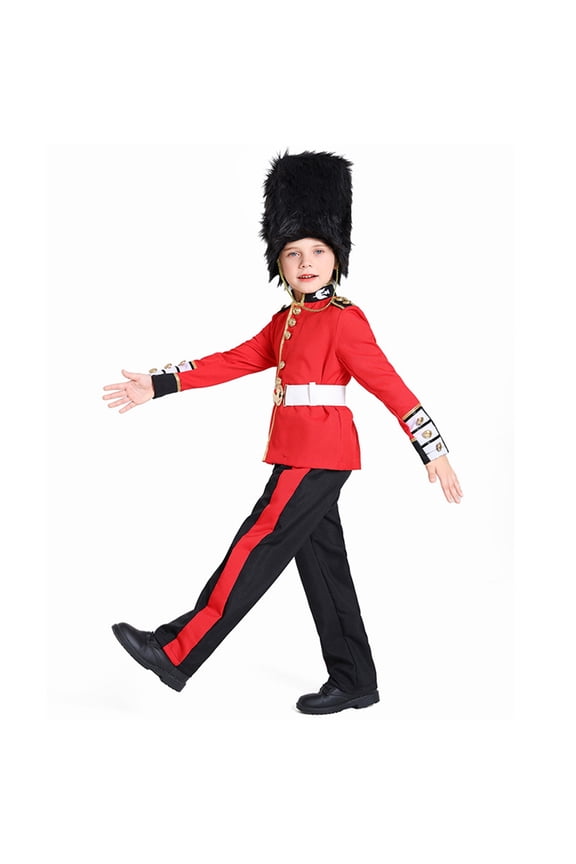 Kids Outfit Sets Child British Guard Boys Official Dress With Tunic Hat Boho O-Neck Cartoon Clothes Sets