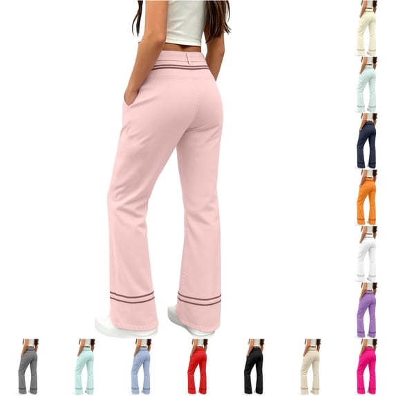 HAYIMI Kids School Uniforms Pants Girls Flared Leggings Stretchy Casual Bottom Slim Fit Trousers For Daily Wear Dressy Relaxed Fit Going out Trousers with Pockets Lightweight Back to School Slacks