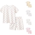 thumbnail image 1 of HAYIMI Kids Summer Children Girls' Home Wear With Cartoon Prints O-Neck Short Sleeved T Shirt Pajama Set With Shorts Homewear, 9-10 Years, 1 of 4