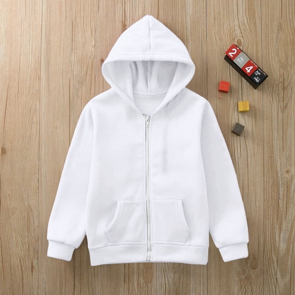 HAYIMI Kids Sweatshirt Solid Color Jackets Long Sleeve Hoodie Tops Zip Up Boys Girls Jacket