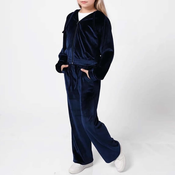 HAYIMI Kids Velvet Tracksuit For Girls Cozy Fall Winter Outfit Sets With Hooded Sweatshirt And Jogger Pants Casual Two Piece Athletic Wear Leisure Child Cartoon Clothes Sets