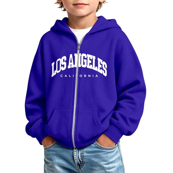 HAYIMI Kids Zip Up Hoodie With Pockets Boys Lined Full Zip Sweatshirt Letter Printed Casual Warm Outerwear For Fall Winter School Daily Wear Leisure Long Sleeve Tops