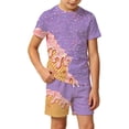 thumbnail image 1 of HAYIMI Little Boys Ice Cream Graphic Outfit Sets, O-Neck Short Sleeve Tee and Shorts, Summer Kids Clothing Versatile Clothes Sets, 1 of 5