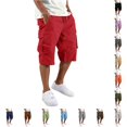 thumbnail image 1 of HAYIMI Men Cargo Shorts With Straight Insert Pockets Casual Summer Solid Color Moisture-Wicking Stretch Golf Classic-Fit Bottoms, Red, L, 1 of 8