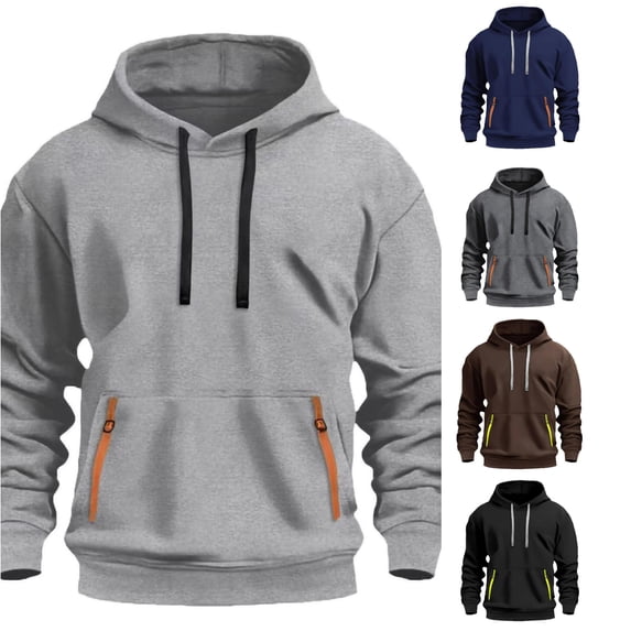 HAYIMI Men Hoodie Soft Comfortable Lined Sweatshirt Casual Warm Zip Up Jacket For Outdoor Sports And Daily Wear Long Sleeve Oversized Solid Color Breathable Tops Daily Wear