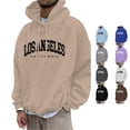 thumbnail image 1 of HAYIMI Men's Vintage City Graphic Hoodie Oversized Loose Fit Pullover Hooded Sweatshirt with Front Pocket Casual Retro Distressed Letter Print Long Sleeve Hoodies Boho Tops Streetwear, 1 of 5