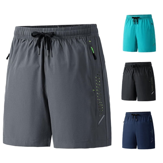 HAYIMI Mens Athletic Shorts Casual Summer Lightweight Loose Pocket Sports Breathable Solid Color Moisture-Wicking Stretch Golf Classic-Fit Bottoms, Grey, XXL