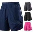 thumbnail image 1 of HAYIMI Mens Athletic Shorts Summer Outdoor Breathable Running Leisure Sports Solid Color Moisture-Wicking Stretch Golf Classic-Fit Bottoms, Dark Blue, L, 1 of 4