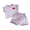 thumbnail image 1 of HAYIMI Outfit Sets 3D Bow Striped Outfit Two Piece Toddler Little Girl Baby Summer Casual O-Neck Short Sleeve T-Shirts Shorts Summer Lightweight Clothes Sets Versatile for Play, 1 of 4