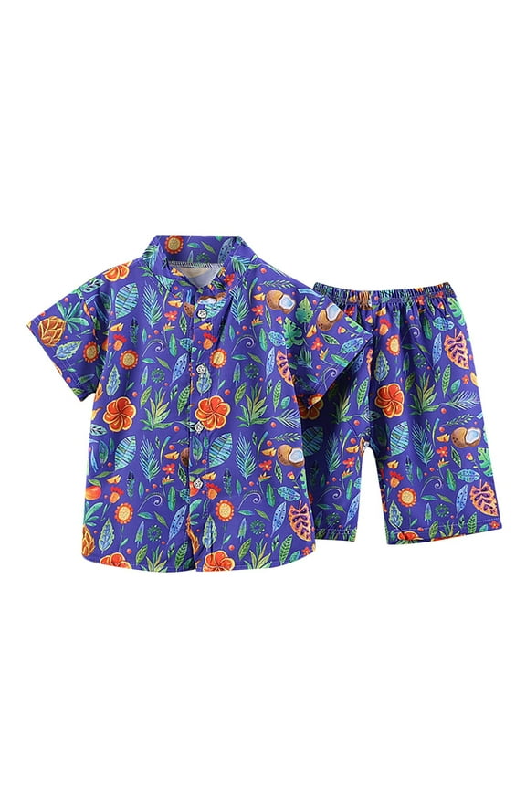 Outfit Sets Baby Boy Tropical Print Outfits Short Sleeve Button Down Shirt Swim Shorts Summer Set Casual Toddler Boy Beach Easy to Mix Match