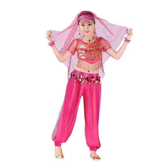 HAYIMI Outfit Sets Handmade Children Girl Belly Dance Kids Belly Dancing Clothes Cartoon Clothes Sets for Child Birthday Party Wear